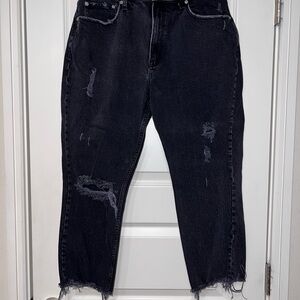 Abercrombie & Fitch The Mom High Rise Distressed Black Jeans